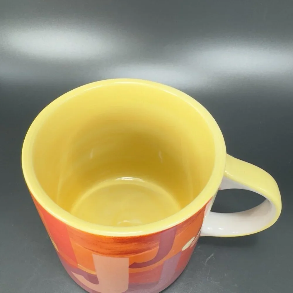 Anthropologie Monogram Lottie Mug Orange‎ Red Yellow Pink Letter Initial J Mug